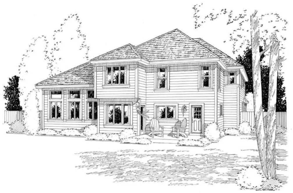 Rear Elevation for House Plan #182624