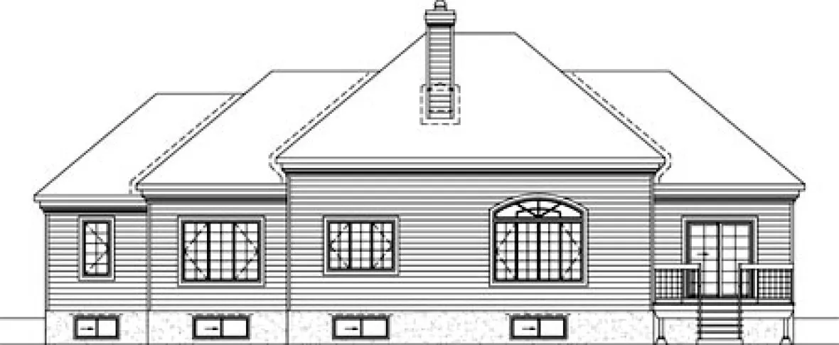 Rear Elevation for House Plan #176000