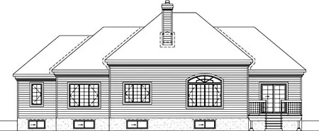 Rear Elevation for House Plan #176000
