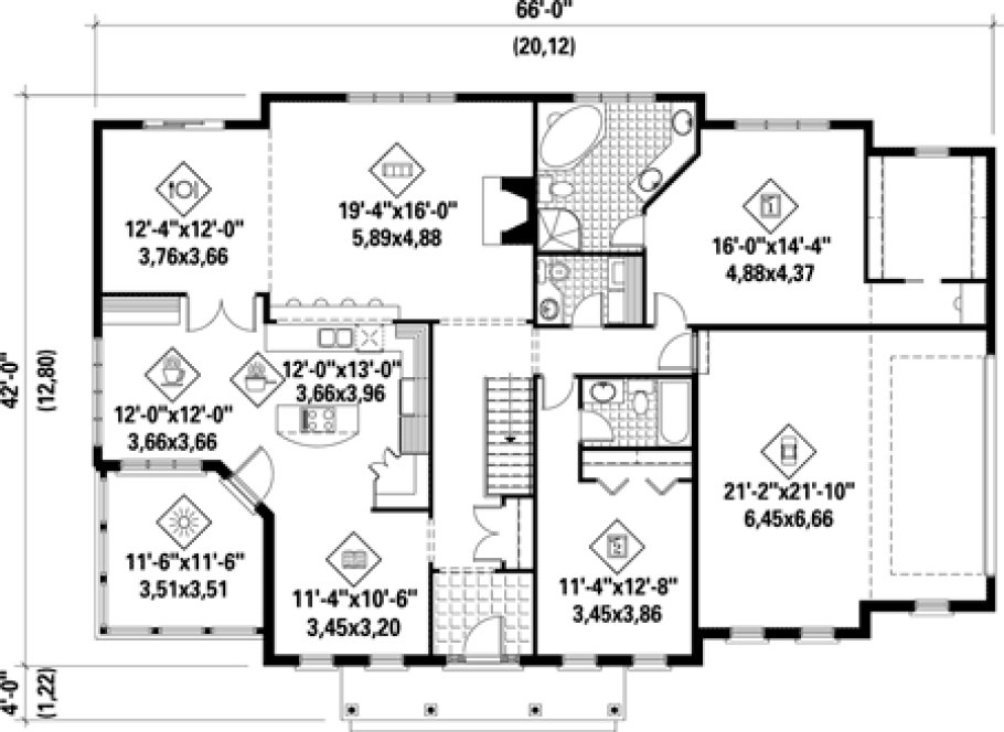 Main Floor Plan for House Plan #176000