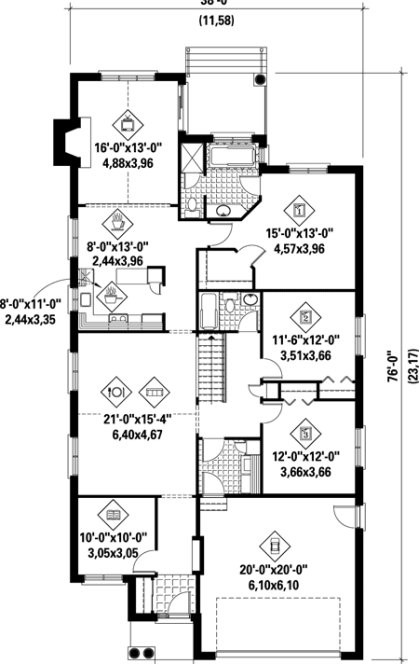 Main Floor Plan for House Plan #177101