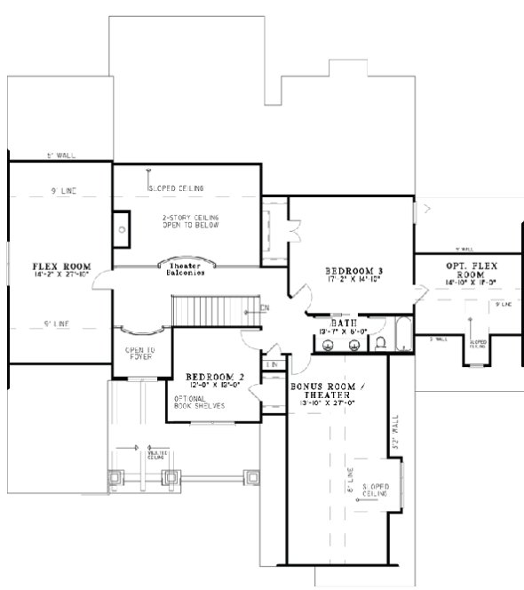 Second Floor Plan for House Plan #313721