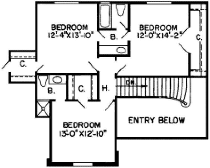 Second Floor Plan for House Plan #187141