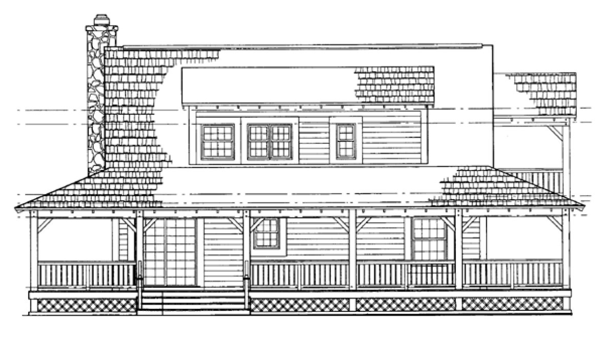 Rear Elevation for House Plan #521863