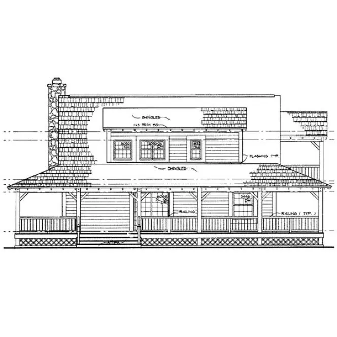 Rear Elevation for House Plan #529763