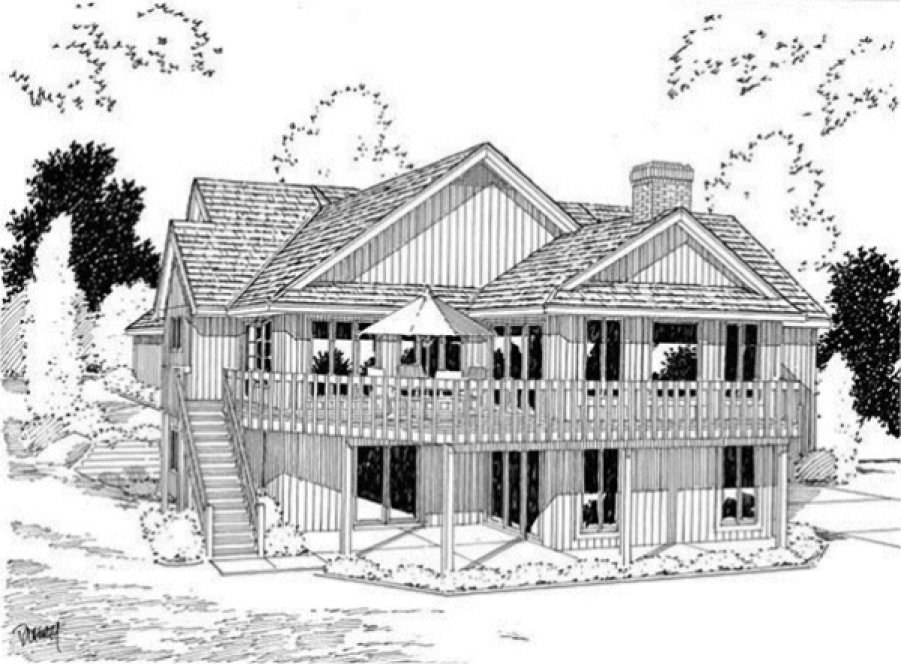 Rear Elevation for House Plan #183851