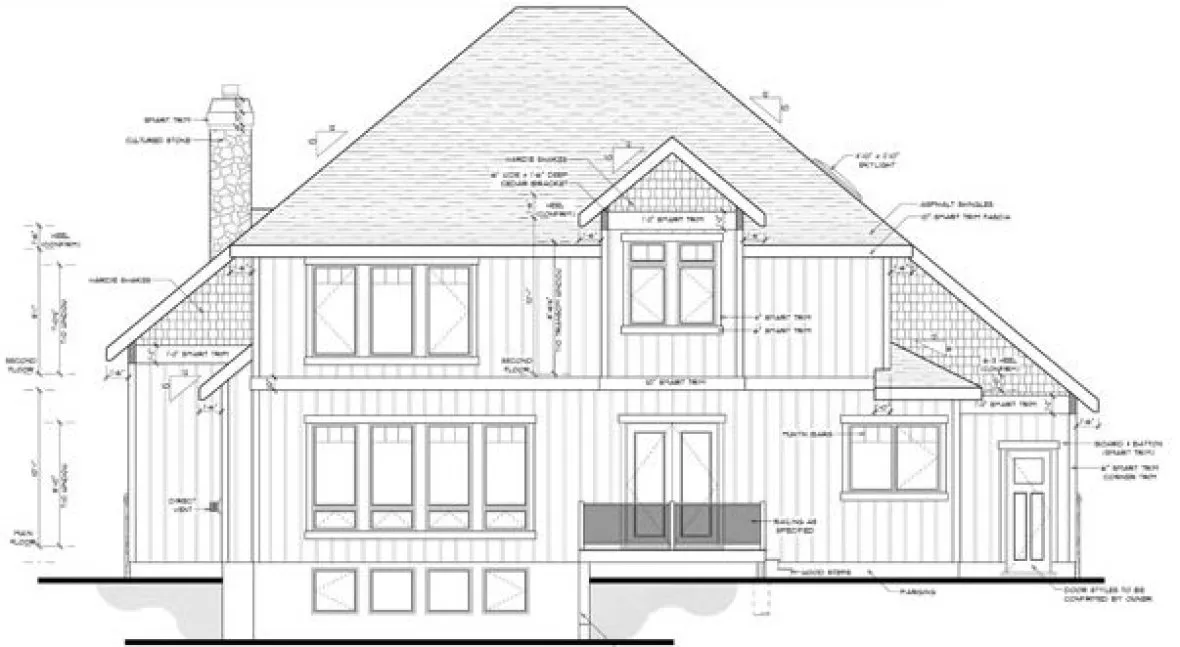 Rear Elevation for House Plan #557803