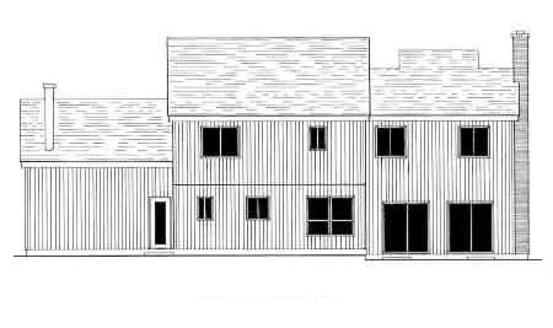 Rear Elevation for House Plan #629091