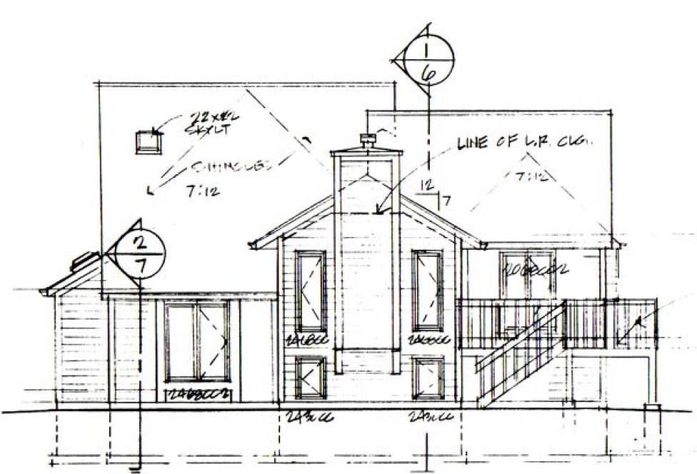 Rear Elevation for House Plan #186002
