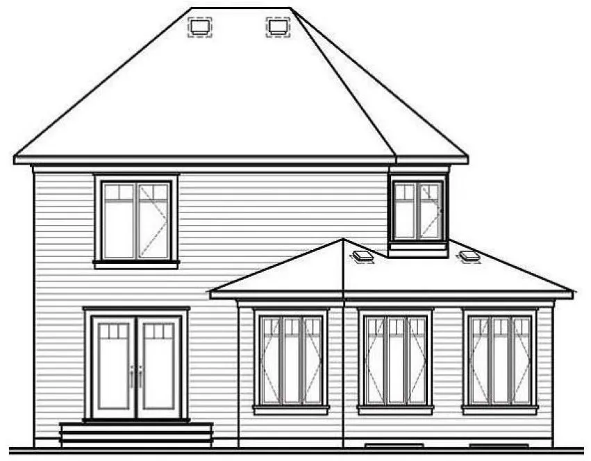 Rear Elevation for House Plan #147472