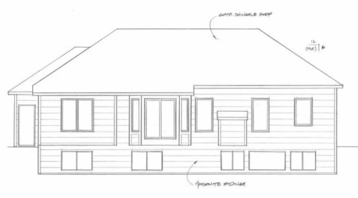 Rear Elevation for House Plan #355131