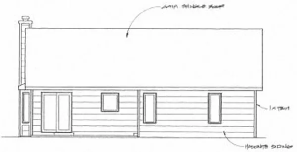 Rear Elevation for House Plan #355701