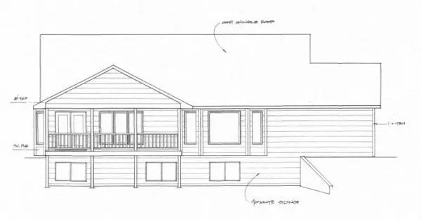 Rear Elevation for House Plan #352931