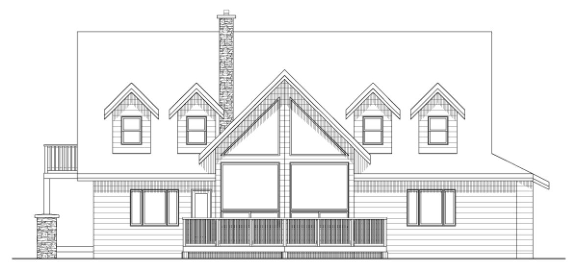 Rear Elevation for House Plan #108245
