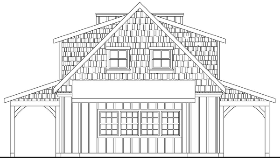 Rear Elevation for House Plan #348151