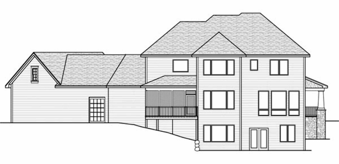 Rear Elevation for House Plan #281153