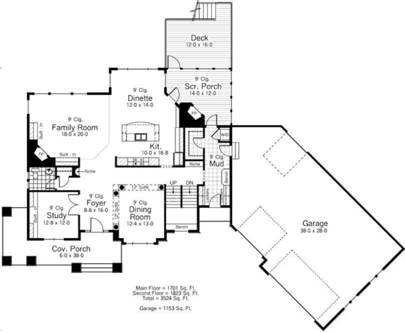 Main Floor Plan for House Plan #281153