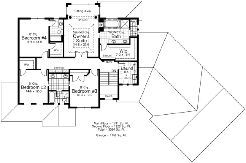 Second Floor Plan for House Plan #281153