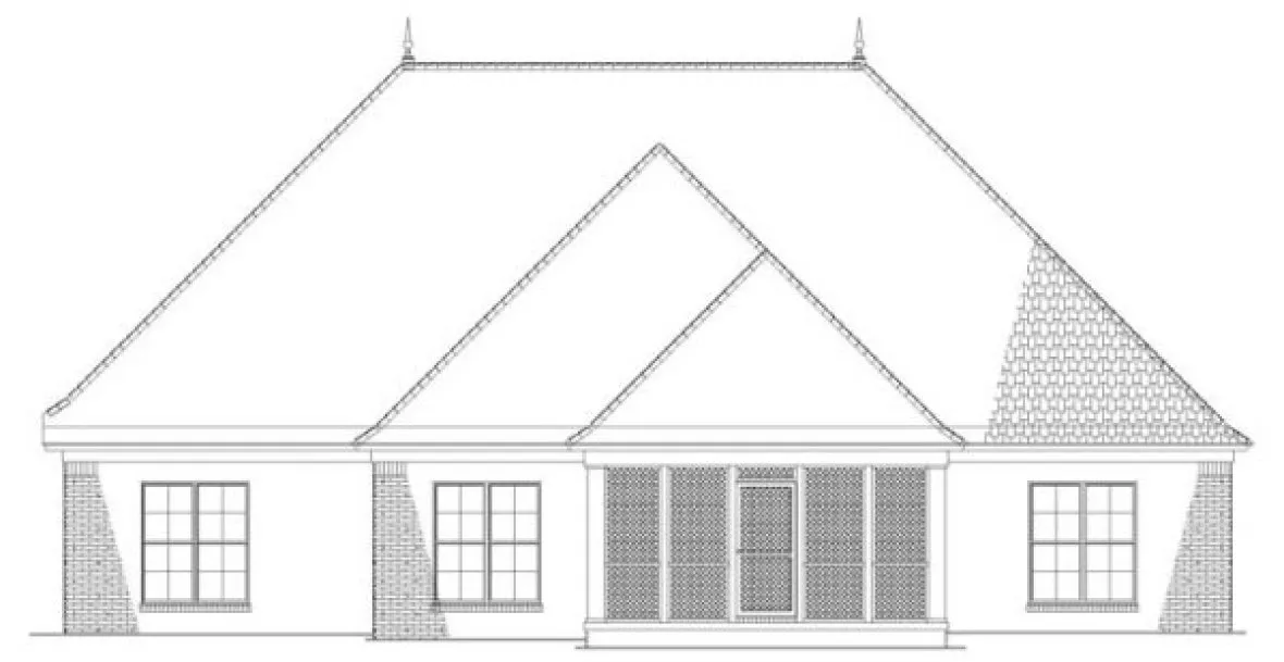 Rear Elevation for House Plan #310041