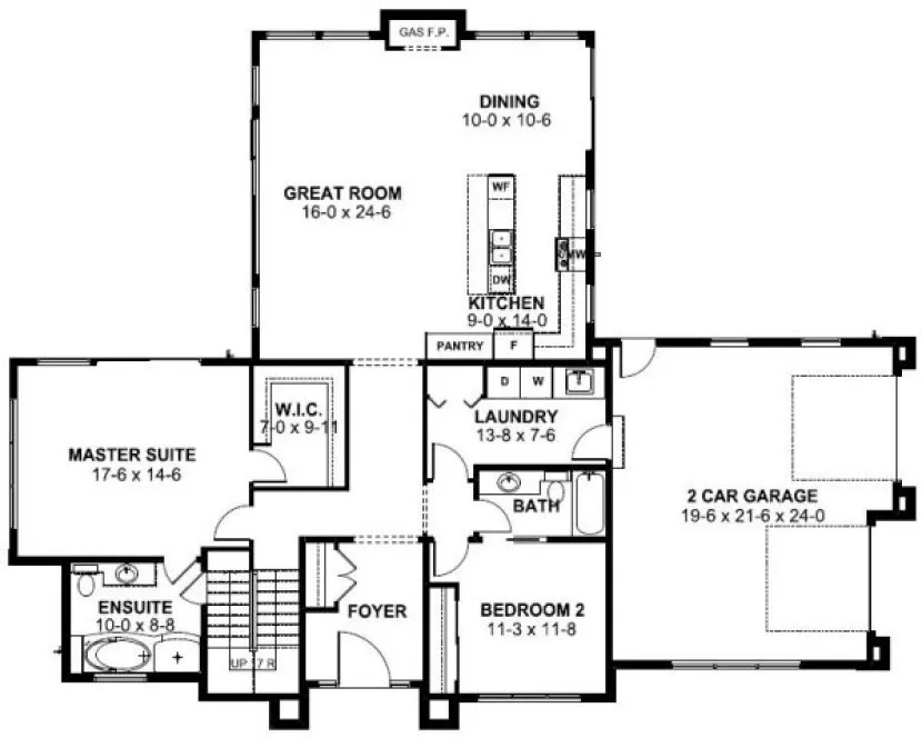 Main Floor Plan for House Plan #195372