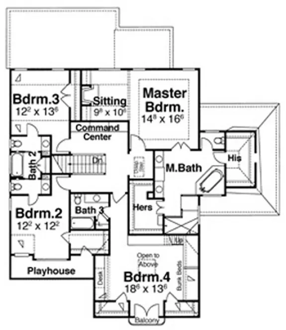 Second Floor Plan for House Plan #123285