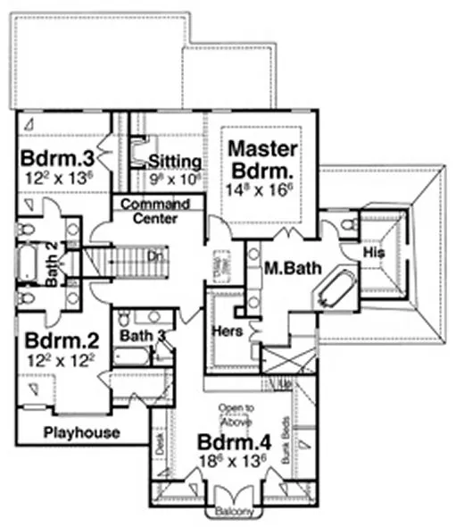 Second Floor Plan for House Plan #123285