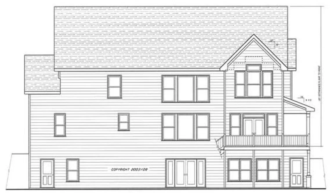 Rear Elevation for House Plan #123072