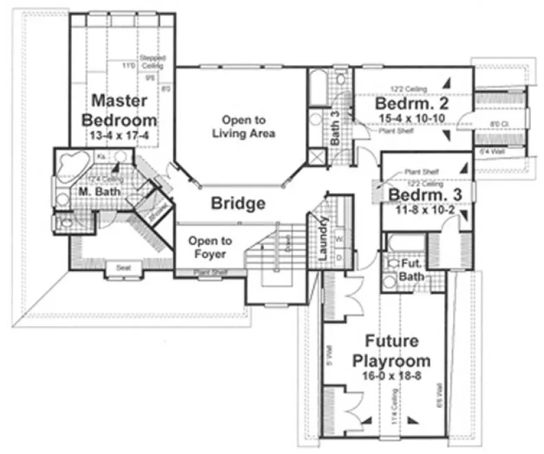 Second Floor Plan for House Plan #123072
