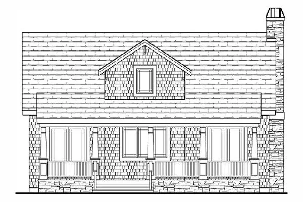Rear Elevation for House Plan #625051