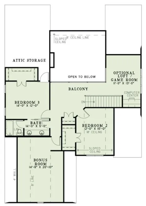 Second Floor Plan for House Plan #314542
