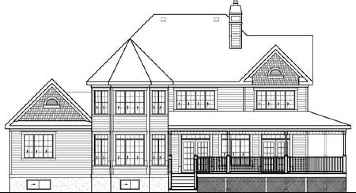 Rear Elevation for House Plan #175543