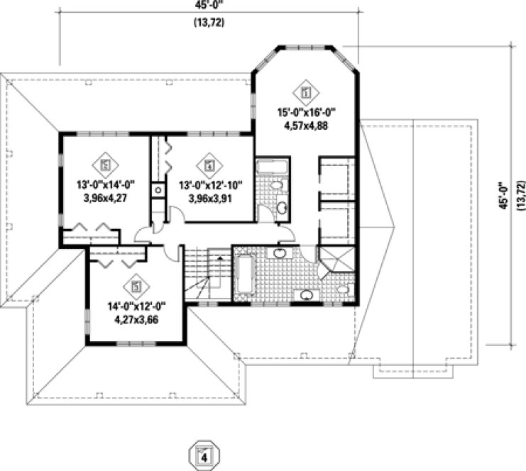 Second Floor Plan for House Plan #175543