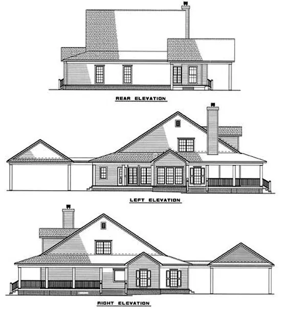 Rear Elevation for House Plan #319302