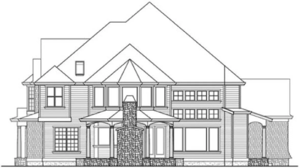 Rear Elevation for House Plan #335834