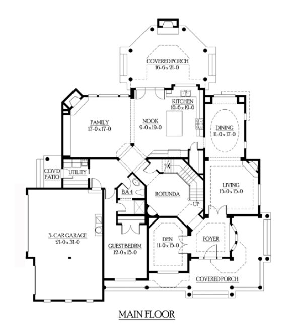 Main Floor Plan for House Plan #335834