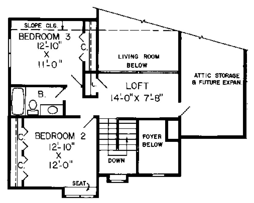 Second Floor Plan for House Plan #189600