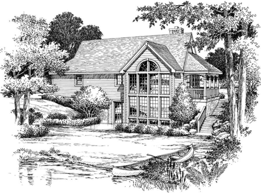 Rear Elevation for House Plan #634831