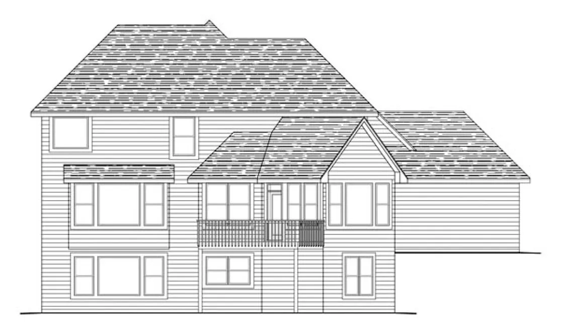 Rear Elevation for House Plan #281482