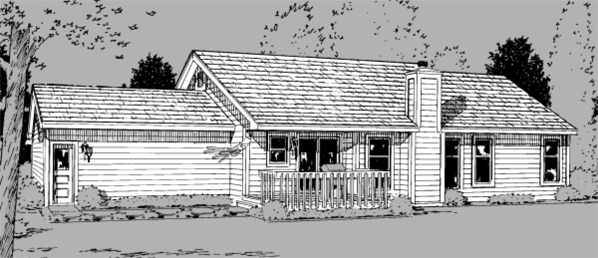 Rear Elevation for House Plan #180102