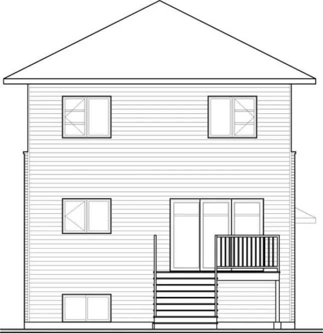 Rear Elevation for House Plan #143743