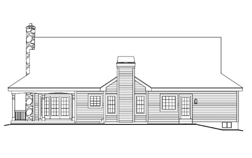 Rear Elevation for House Plan #634491