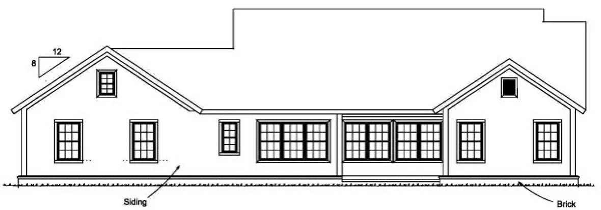 Rear Elevation for House Plan #244961