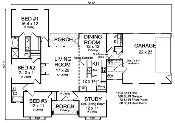 Main Floor Plan for House Plan #244961