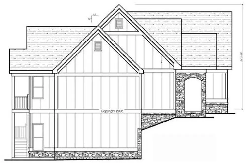Left Elevation for House Plan #121323
