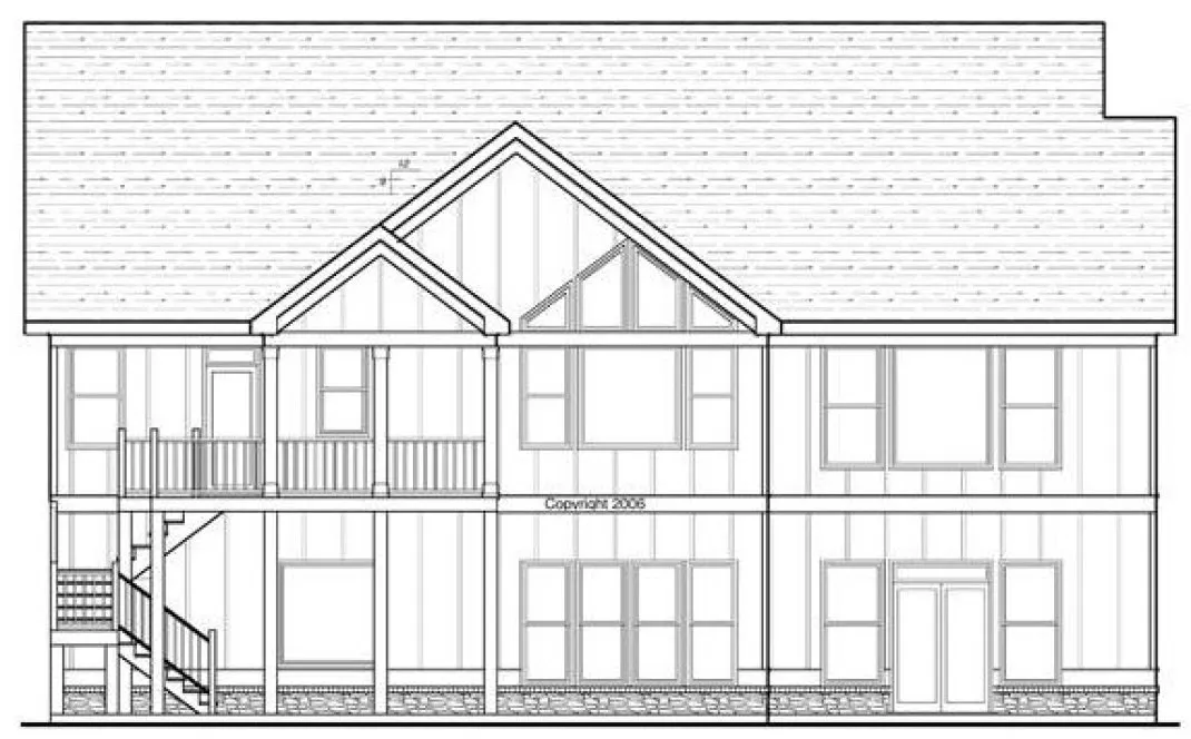 Rear Elevation for House Plan #121323