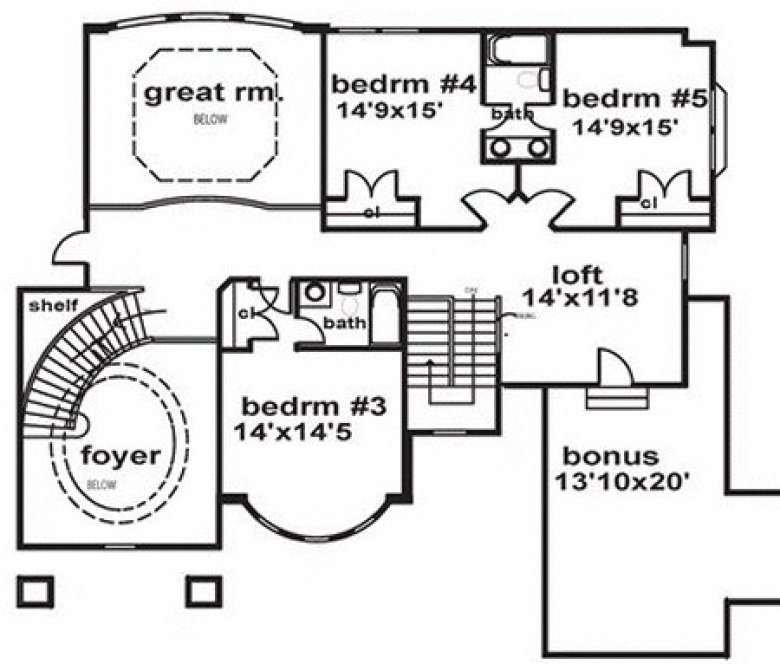 Second Floor Plan for House Plan #398644