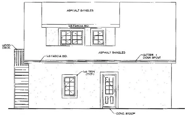 Rear Elevation for House Plan #360650