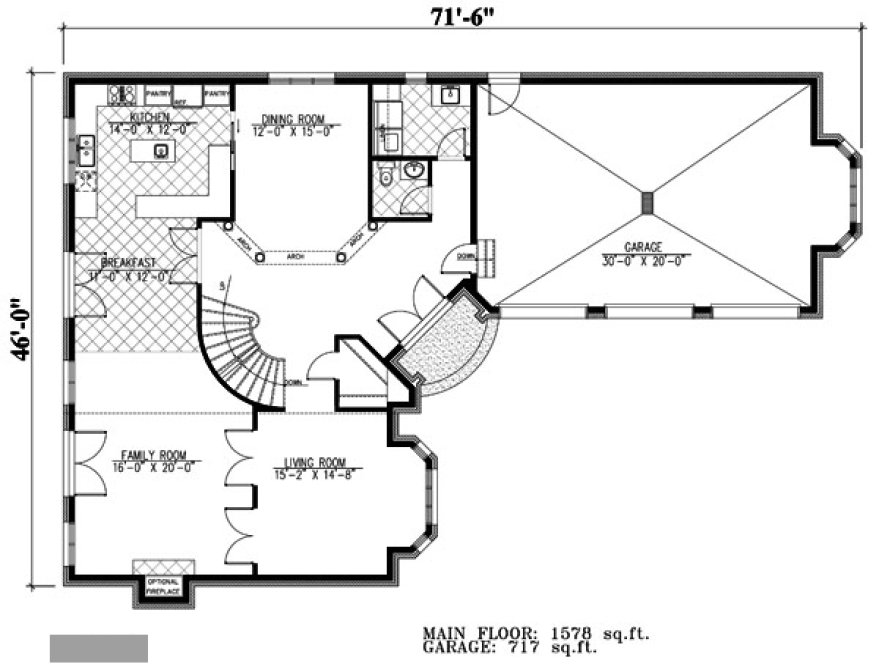 Main Floor Plan for House Plan #428333