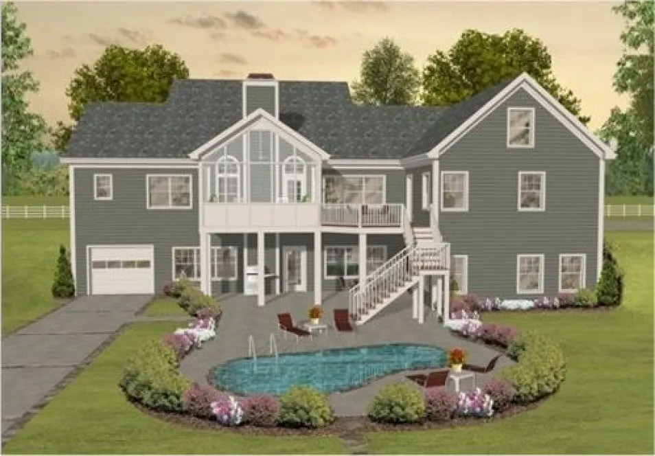 Rear Elevation for House Plan #276512