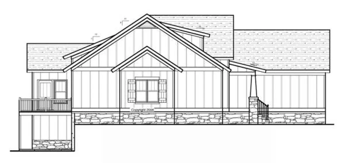 Left Elevation for House Plan #121132